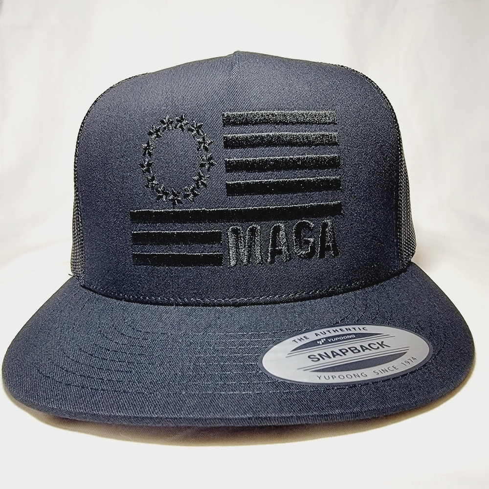 MAGA Mesh Snapback Direct Embroidered Trucker Hat Cap Black
